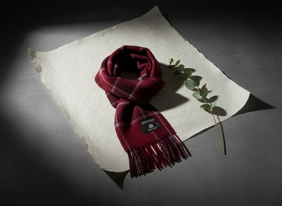 IN COLLECTION by Indian 버건디 체크 머플러 크리스마스 상품이미지4