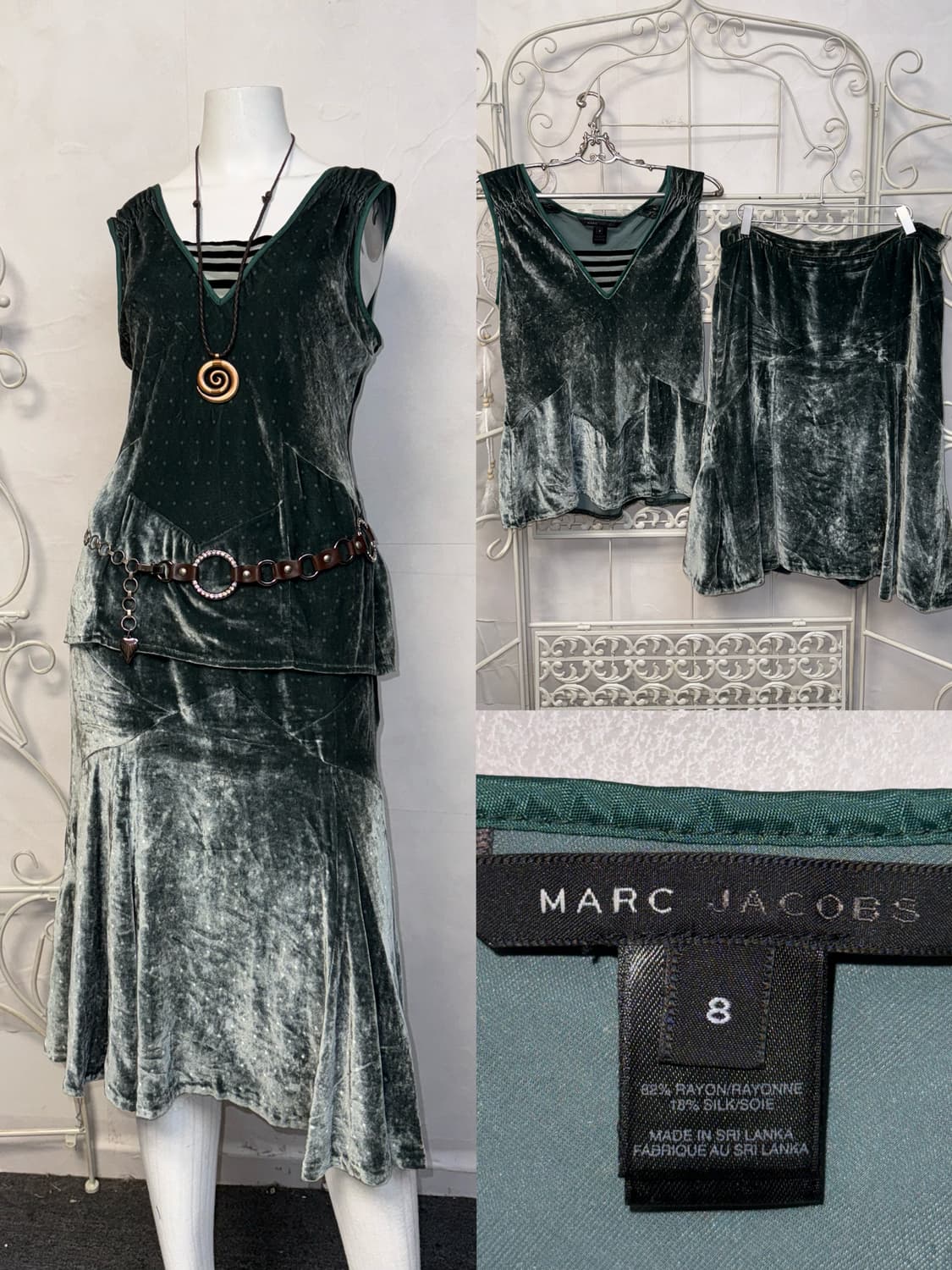 Marc Jacobs green velvet silk dot setup 상품이미지1