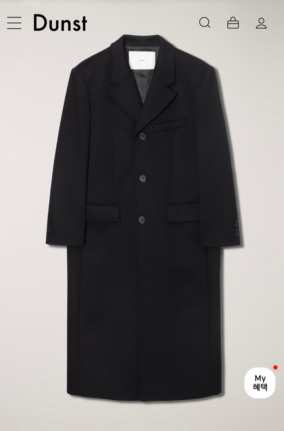 던스트 2-way 3 button cashmere coat 캐시미어 코트 상품이미지2