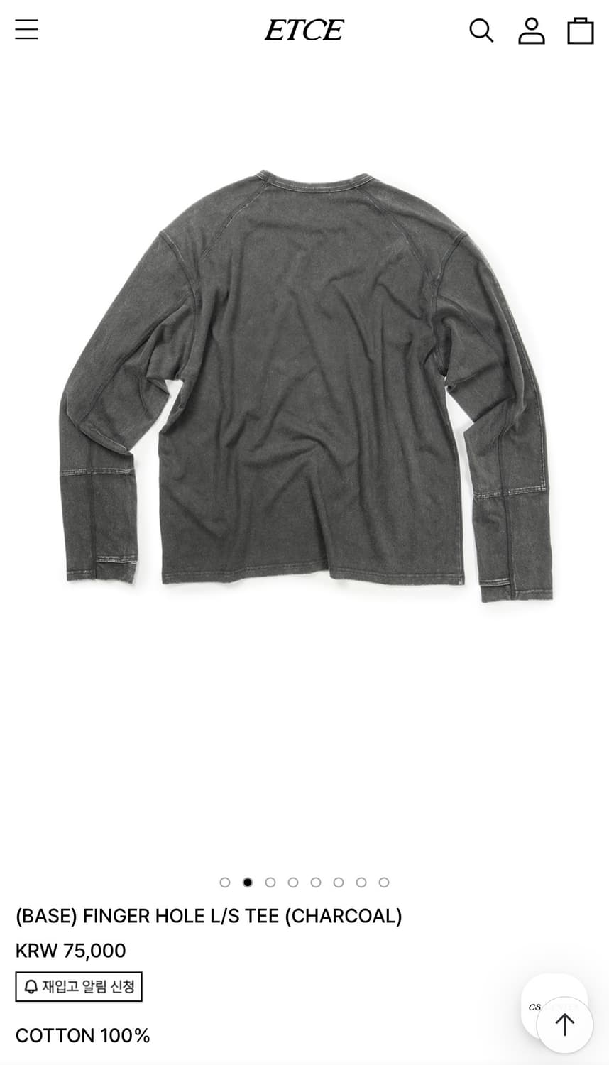 (M) Etce x 무민서 핑거홀 롱슬리브 차콜 상품이미지2