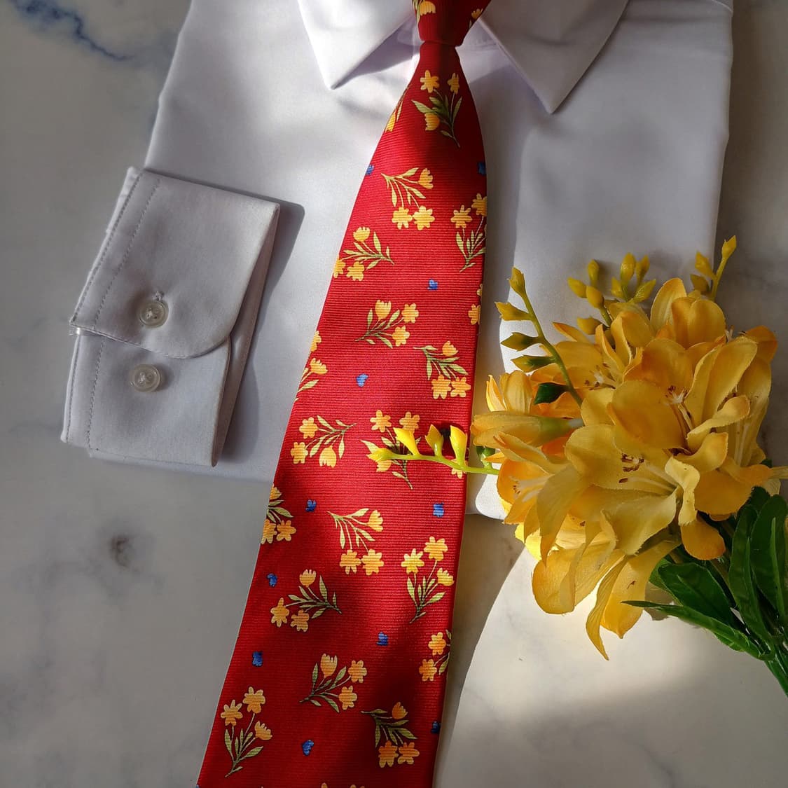 피에르 발망 레드 플라워 패턴 넥타이 9.9cm A등급 A19707 상품이미지5