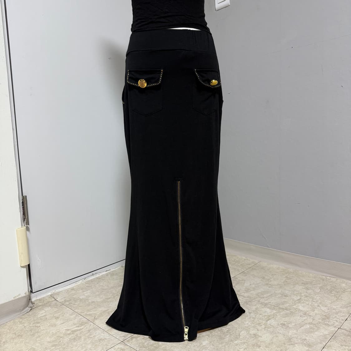 G.O.A st 갸루 펑크 지퍼 금장 롱 스커트 상품이미지1