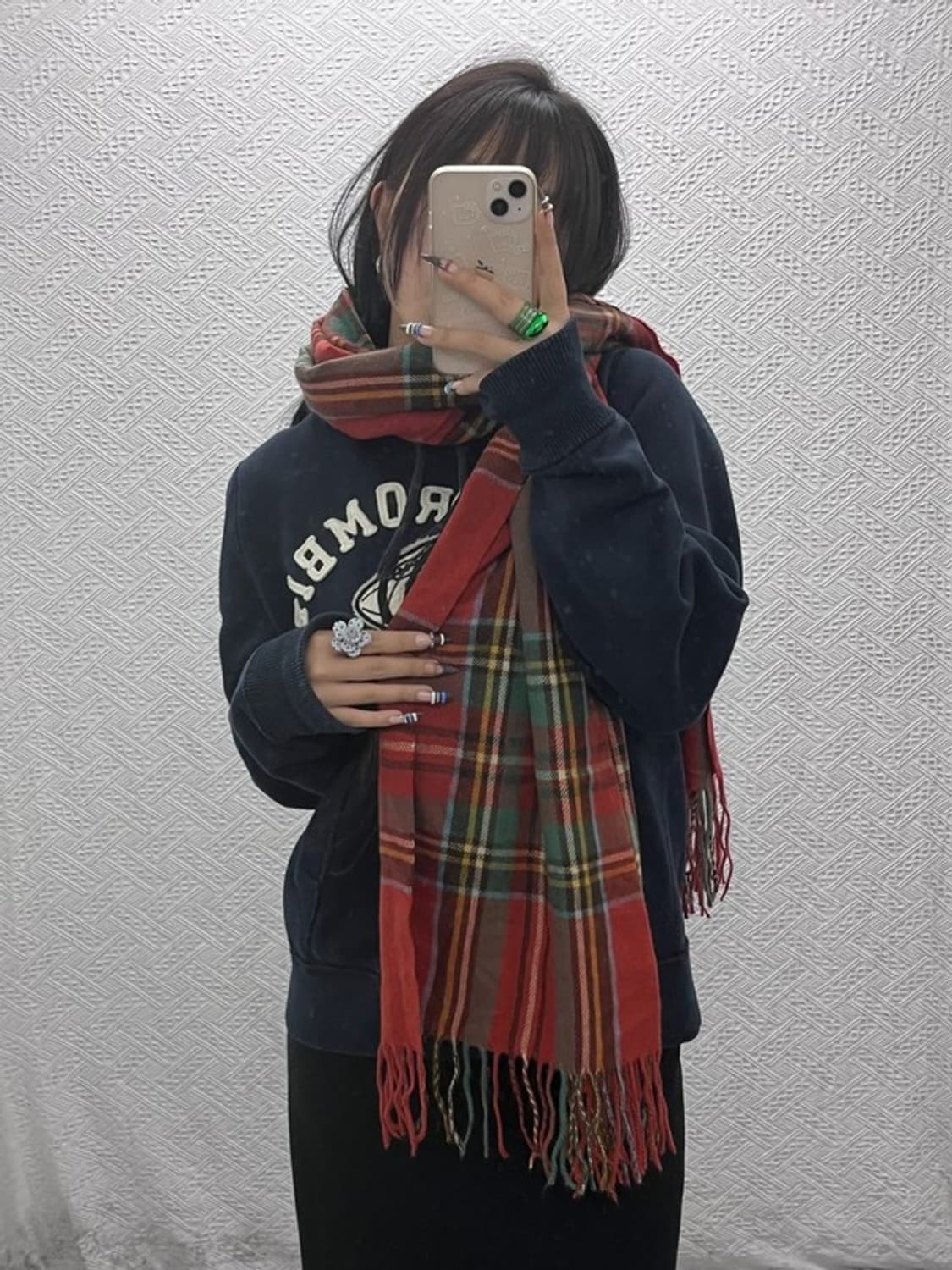 빈티지 폭닥 홀리데이 타탄체크 목도리 C07996 상품이미지1