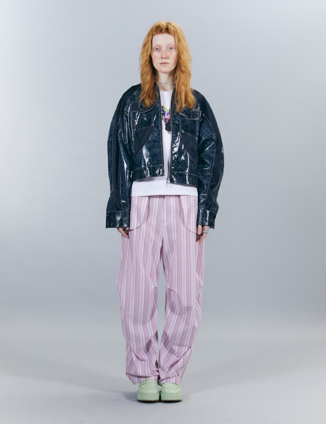 오들리 워크샵 어비슬 블루 글로스 봄버 자켓 상품이미지5