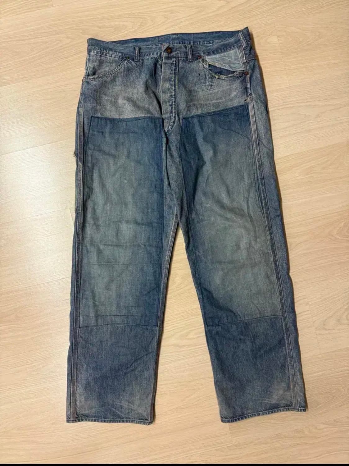 [L]세인트미카엘 더블니 페인터 데님 팬츠 상품이미지1