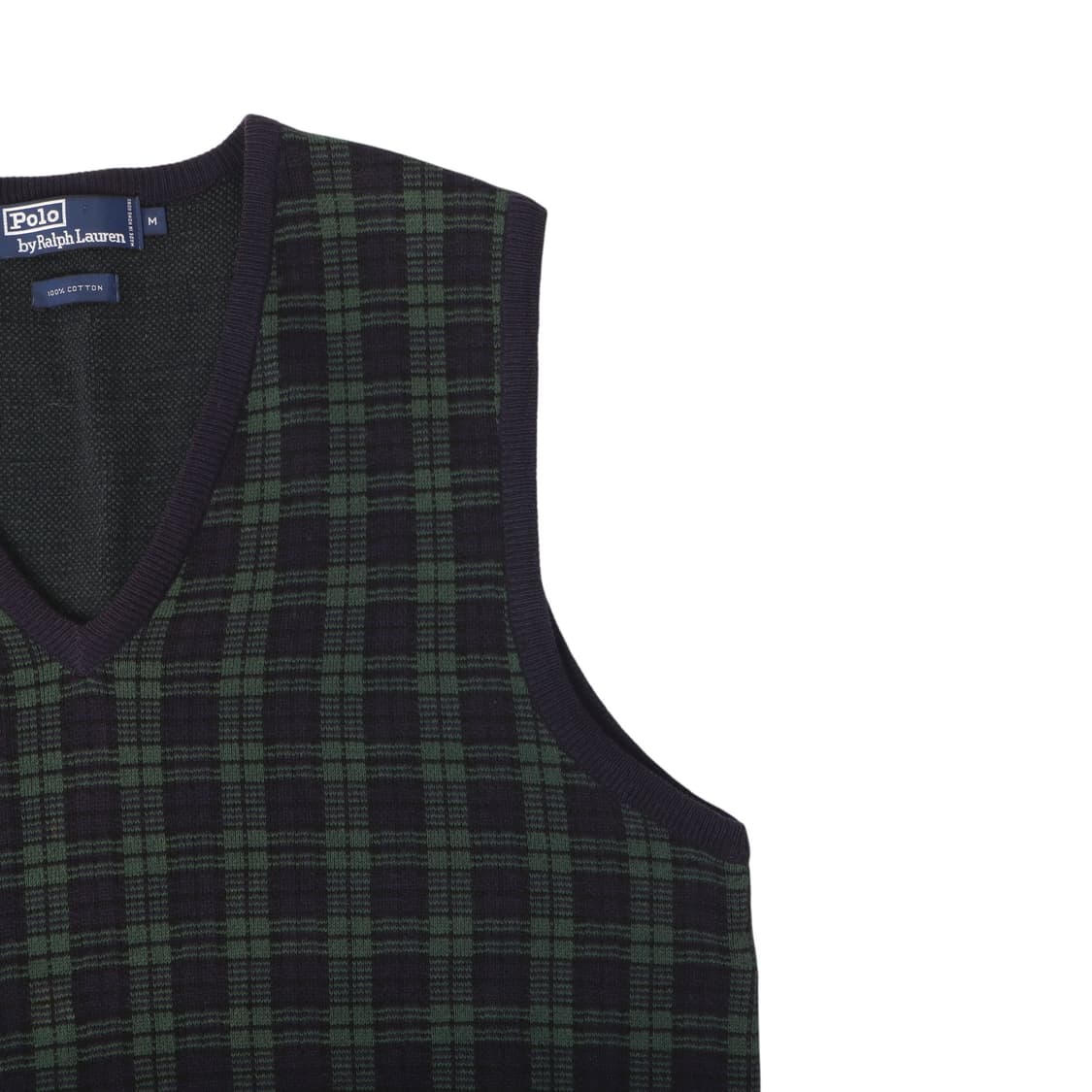90s 폴로 랄프로렌 그린 타탄체크 니트 베스트 상품이미지3