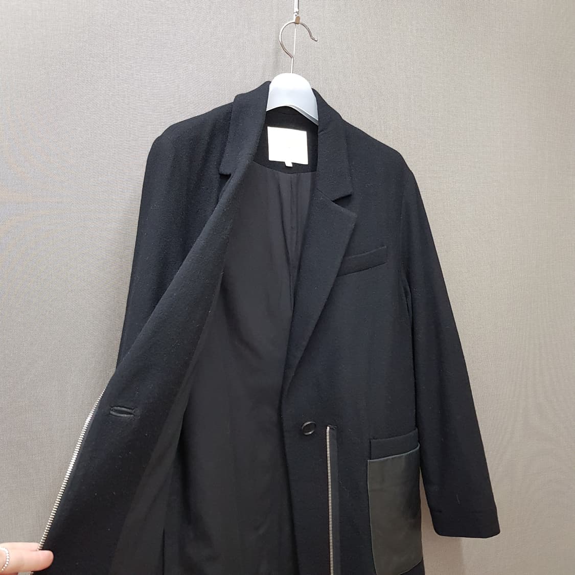 마쥬 maje 울 블렌드 가죽 포켓 블레이저 자켓 1사이즈 상품이미지3