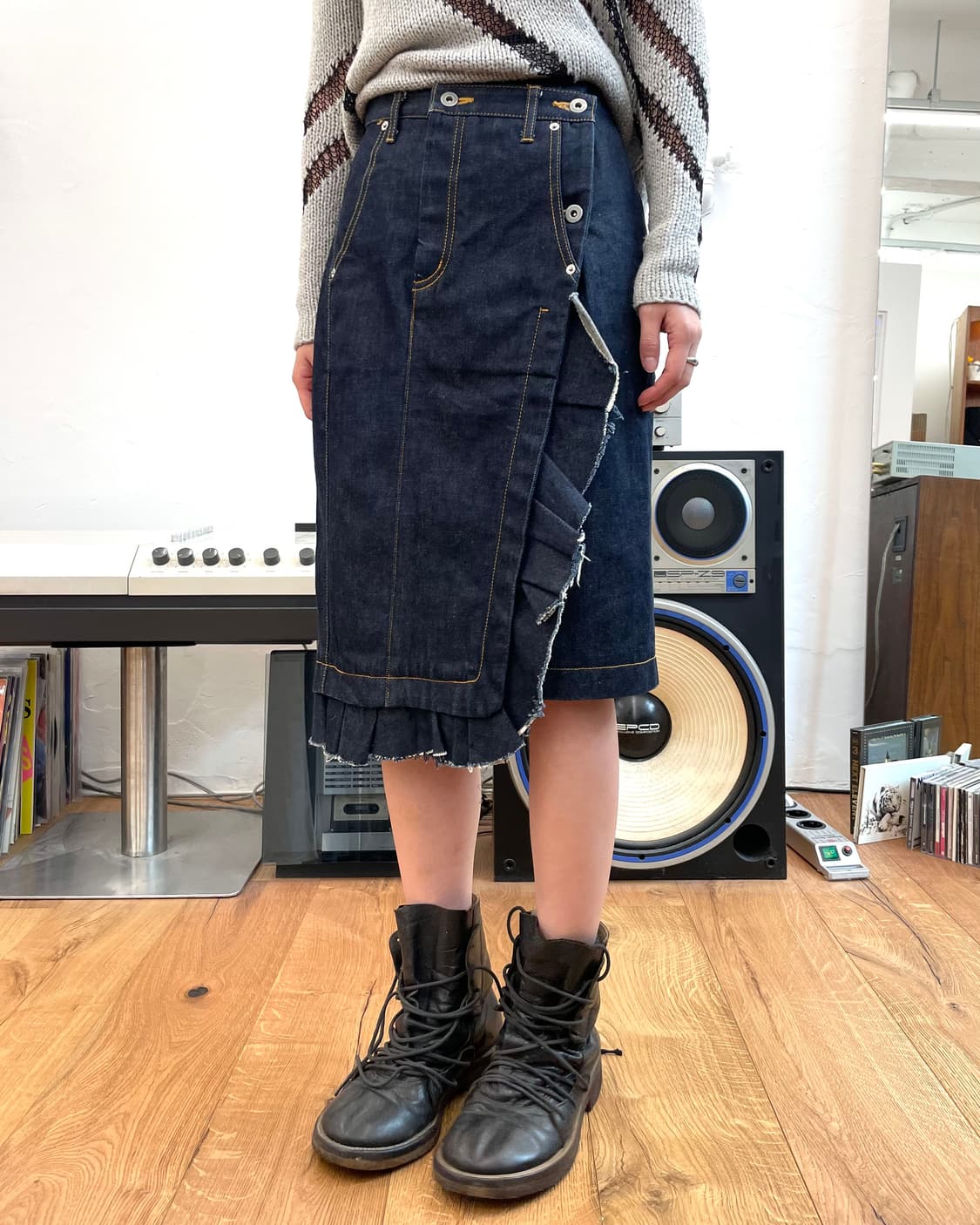 [M] NAIFE 데님 러플 랩 스커트 상품이미지2