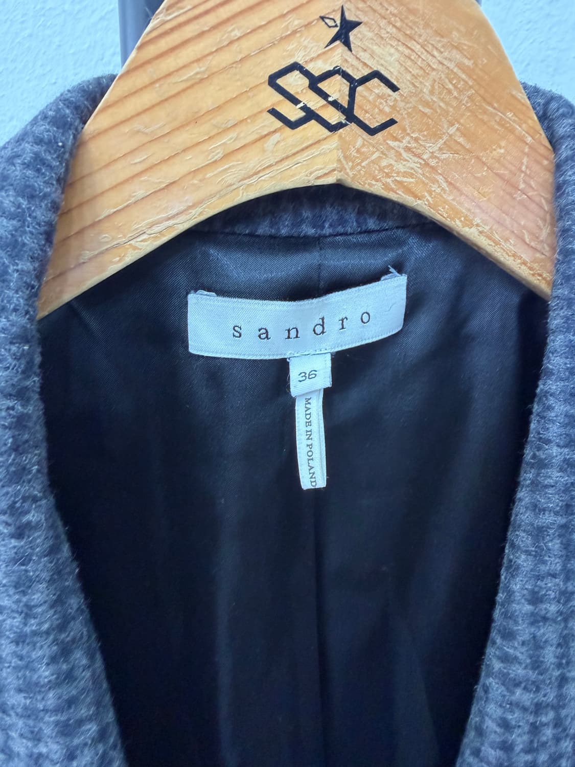 정품) 산드로 여성 깅엄체크 울 자켓 36 상품이미지7