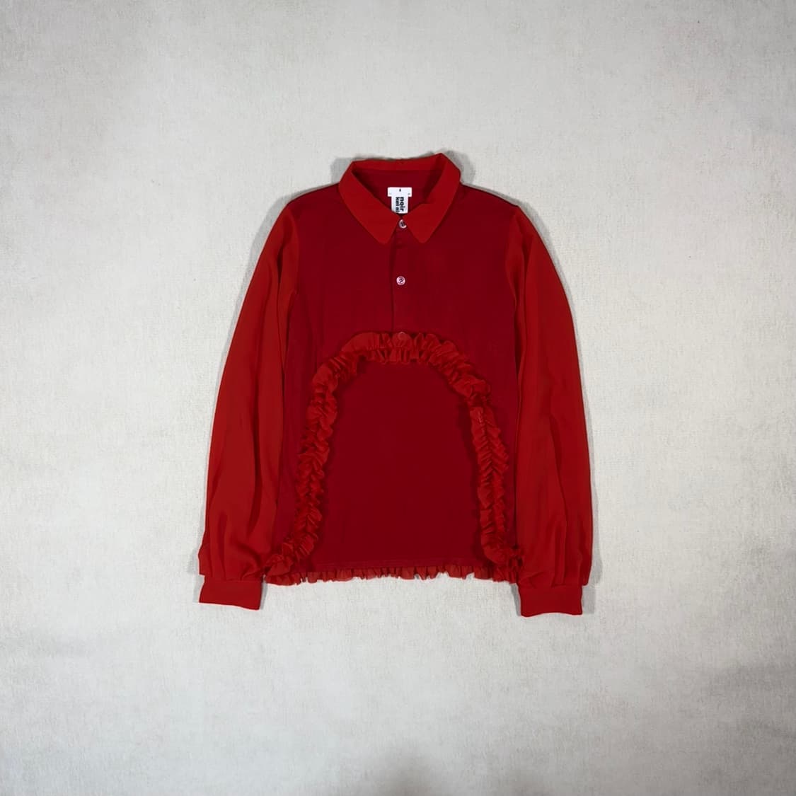 Tulle Ruffle Red Short Cardigan 상품이미지1