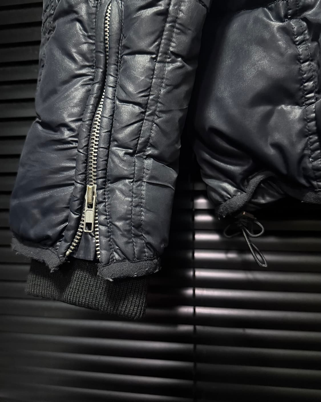 디젤 나일론 다크 네이비 남색 바이커 지퍼 덕다운 오리털 패딩 고스 펑크 상품이미지6