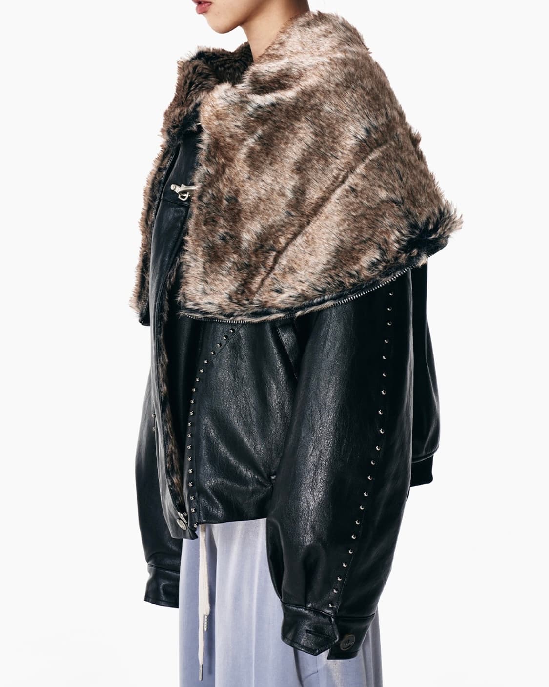 YEEL FOLD-OUT HOODIE SHAWL FUR JACKET 상품이미지2