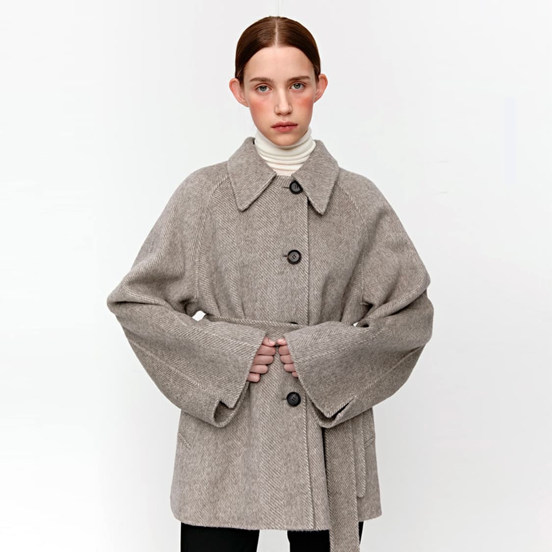 모한(MOHAN) TWF 알파카 세미 더블 하프코트 프리사이즈 상품이미지3