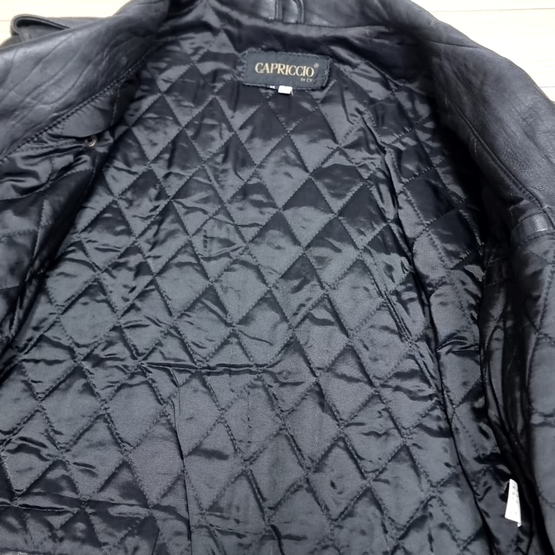 80년대 한국제 CAPRICCIO 블랙 가죽 라이더 자켓(100)80년대 상품이미지4