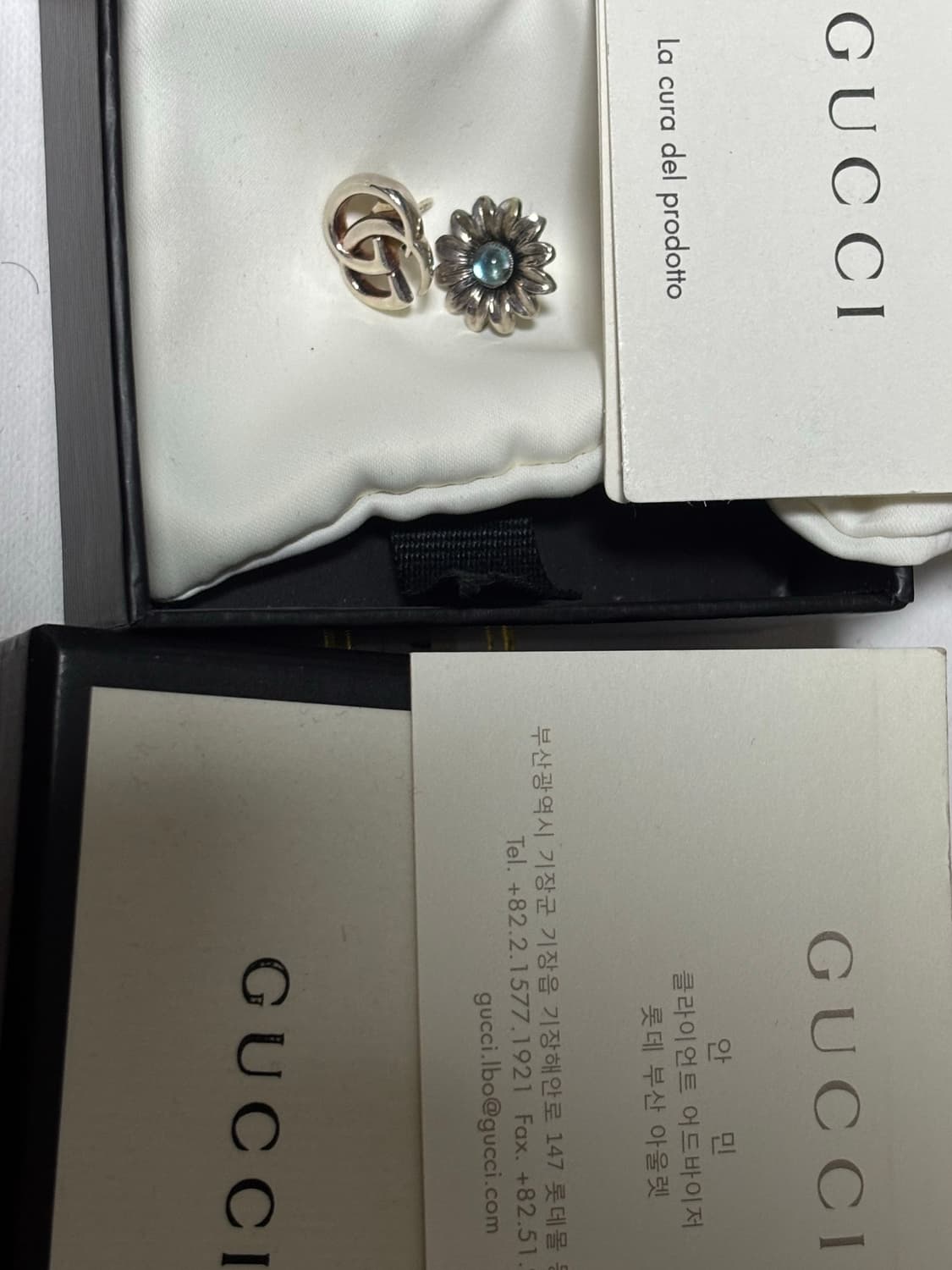 구찌 GUCCI [GG 마몽] 플라워 스터드 귀걸이 블루 정품 상품이미지2