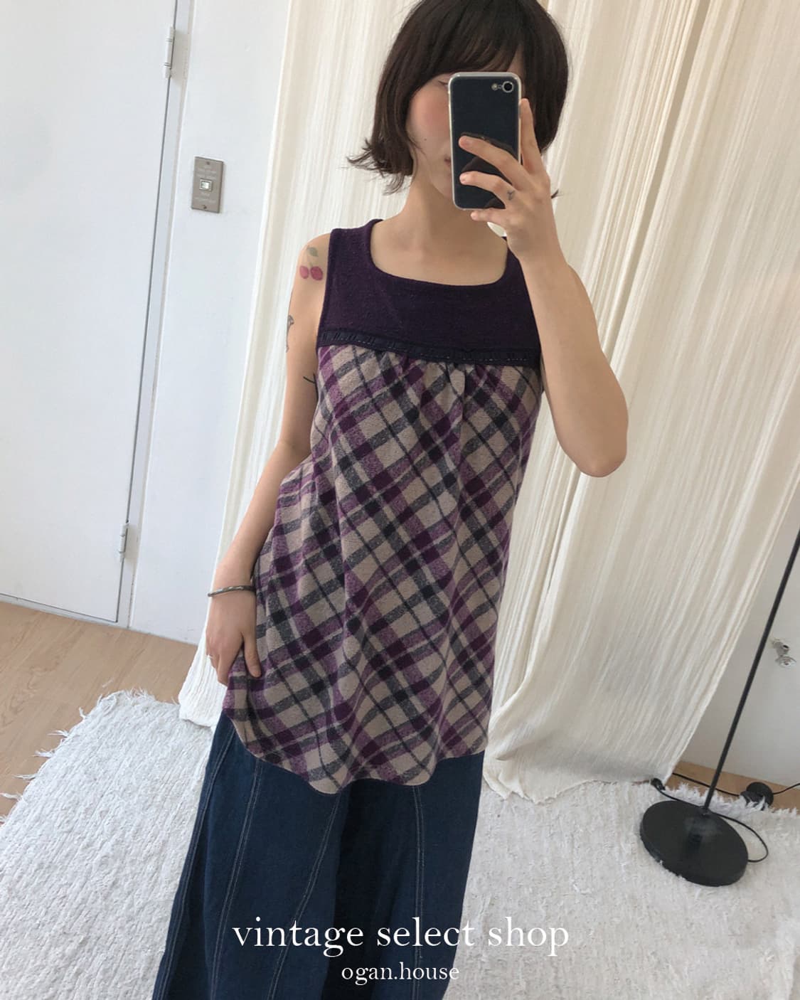 vintage check layered mini dress 상품이미지5
