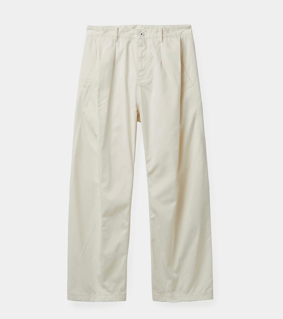 (L)쿠어 코튼 블렌드딥 플리츠 커브드 팬츠 크림베이지 상품이미지2