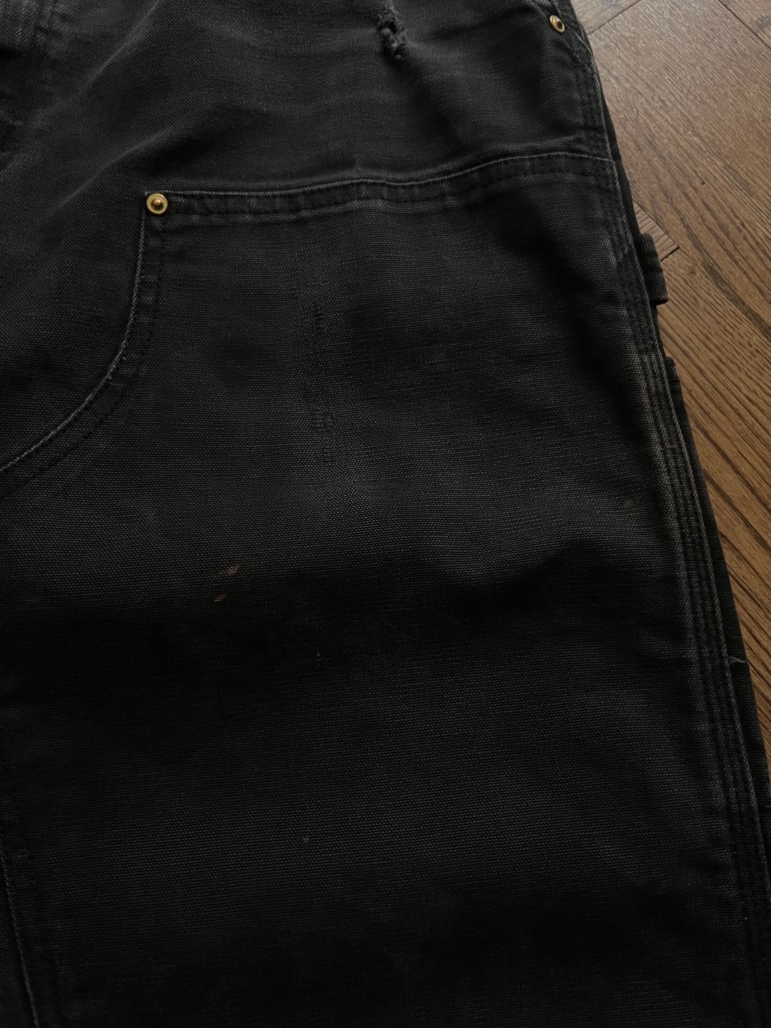 [36]칼하트 Made in USA 빈티지 페이딩 블랙 더블니 워크 팬츠 상품이미지4