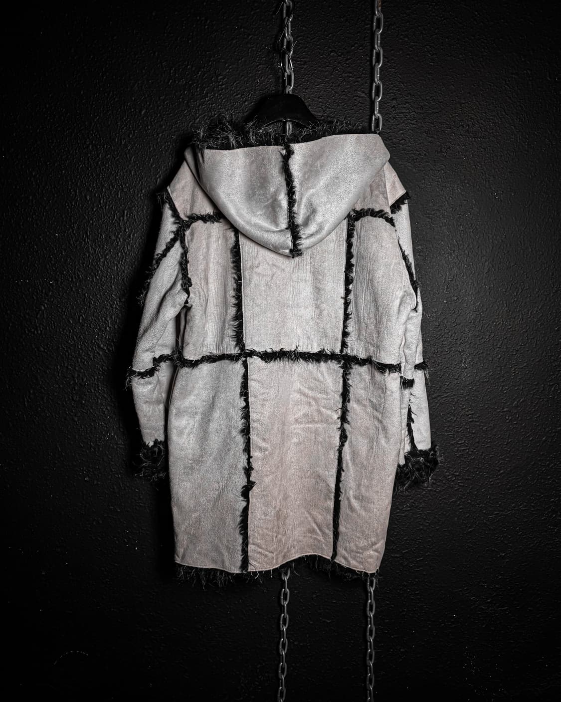 Black & gray fur patchwork Vkei coat 상품이미지6