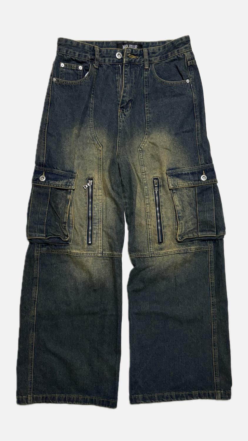 샌드워싱 카고 데님 팬츠, 워싱 청바지, 카고 팬츠 상품이미지1