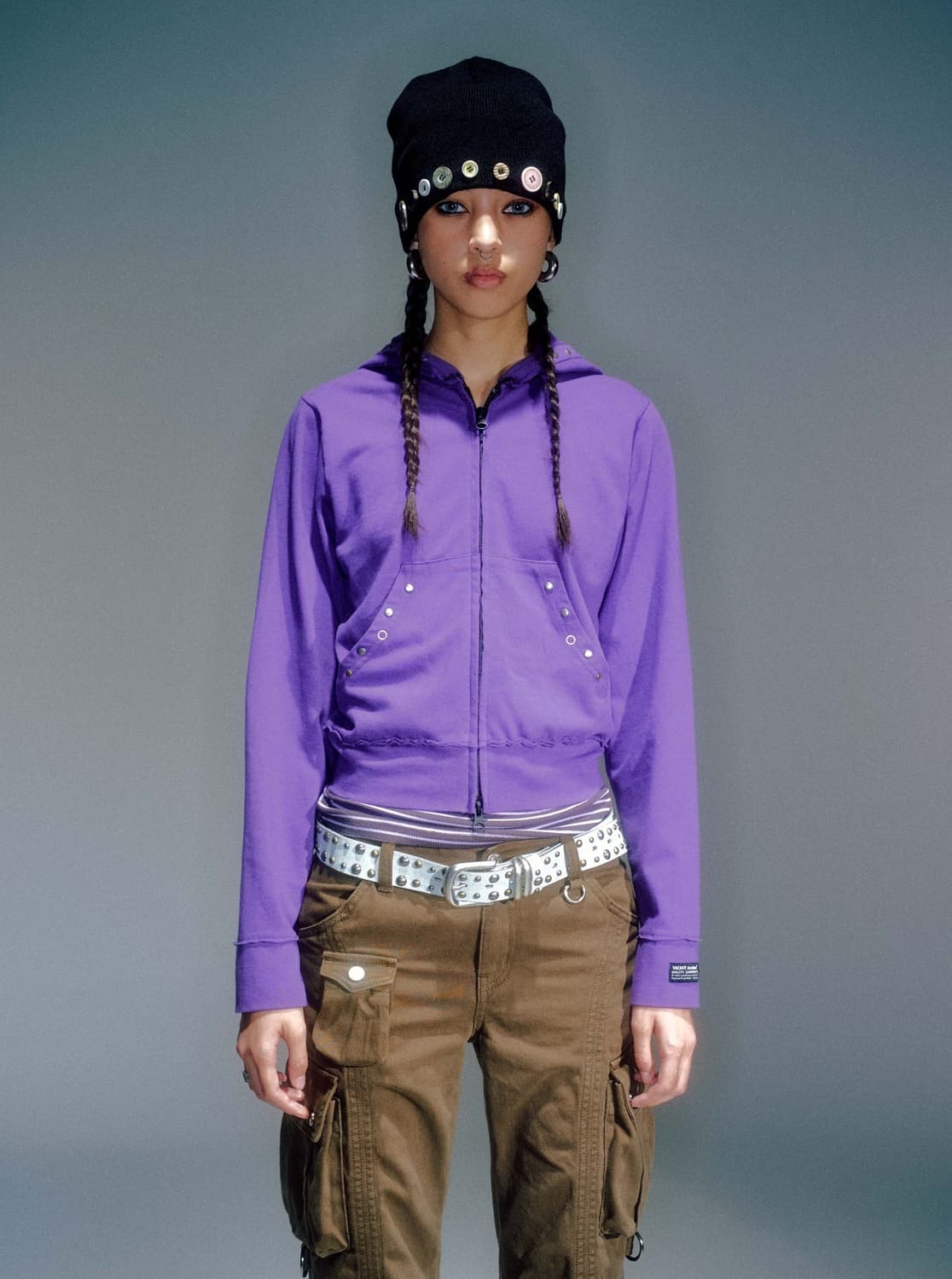 베이컨트아카이브 스터드 후드 집업 s 상품이미지1