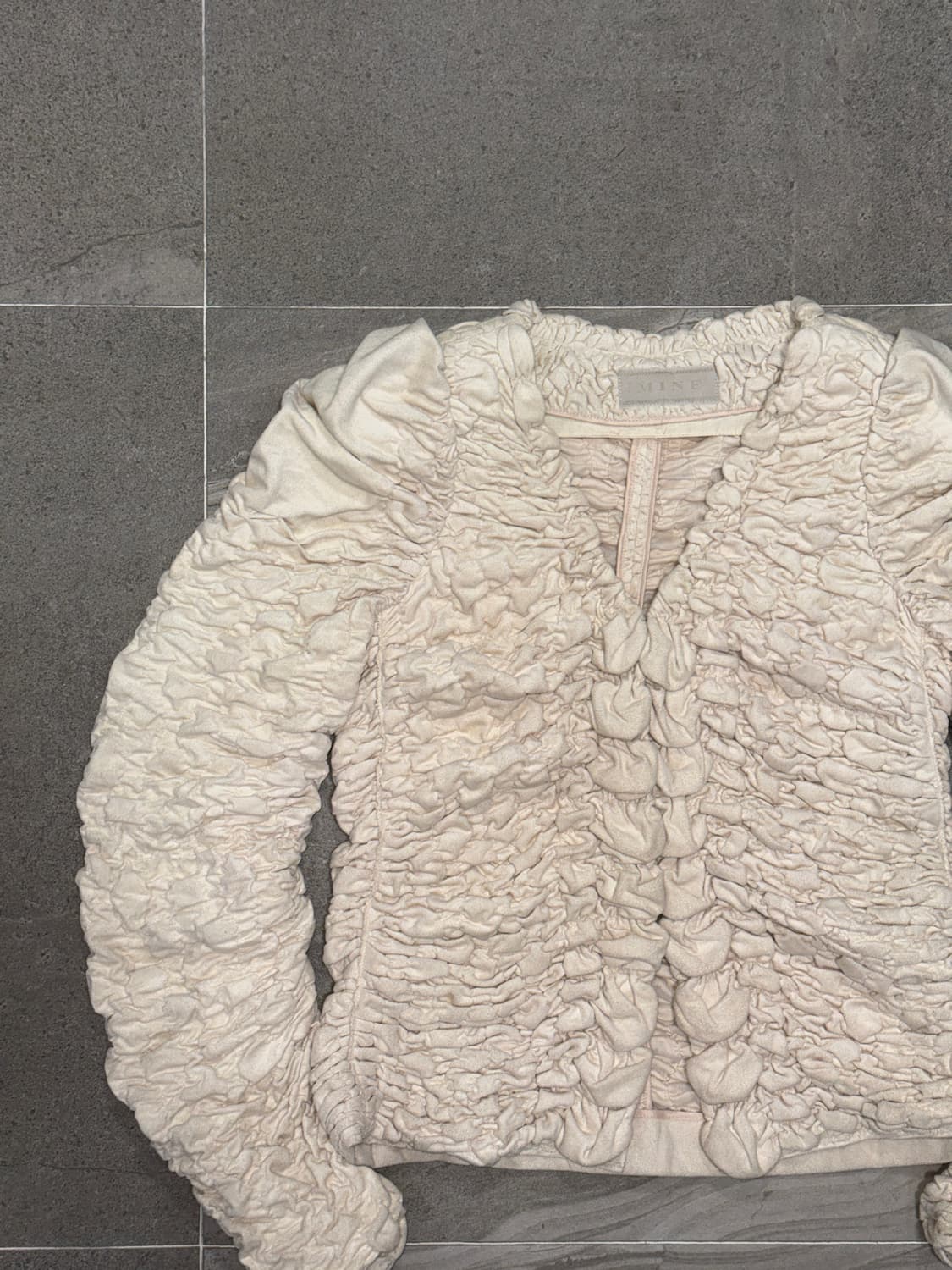 MINE ivory suede draped shirring jacket  상품이미지2