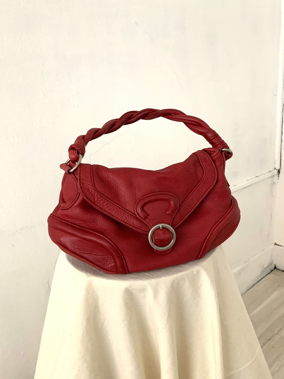 Red leather shoulder bag 상품이미지2