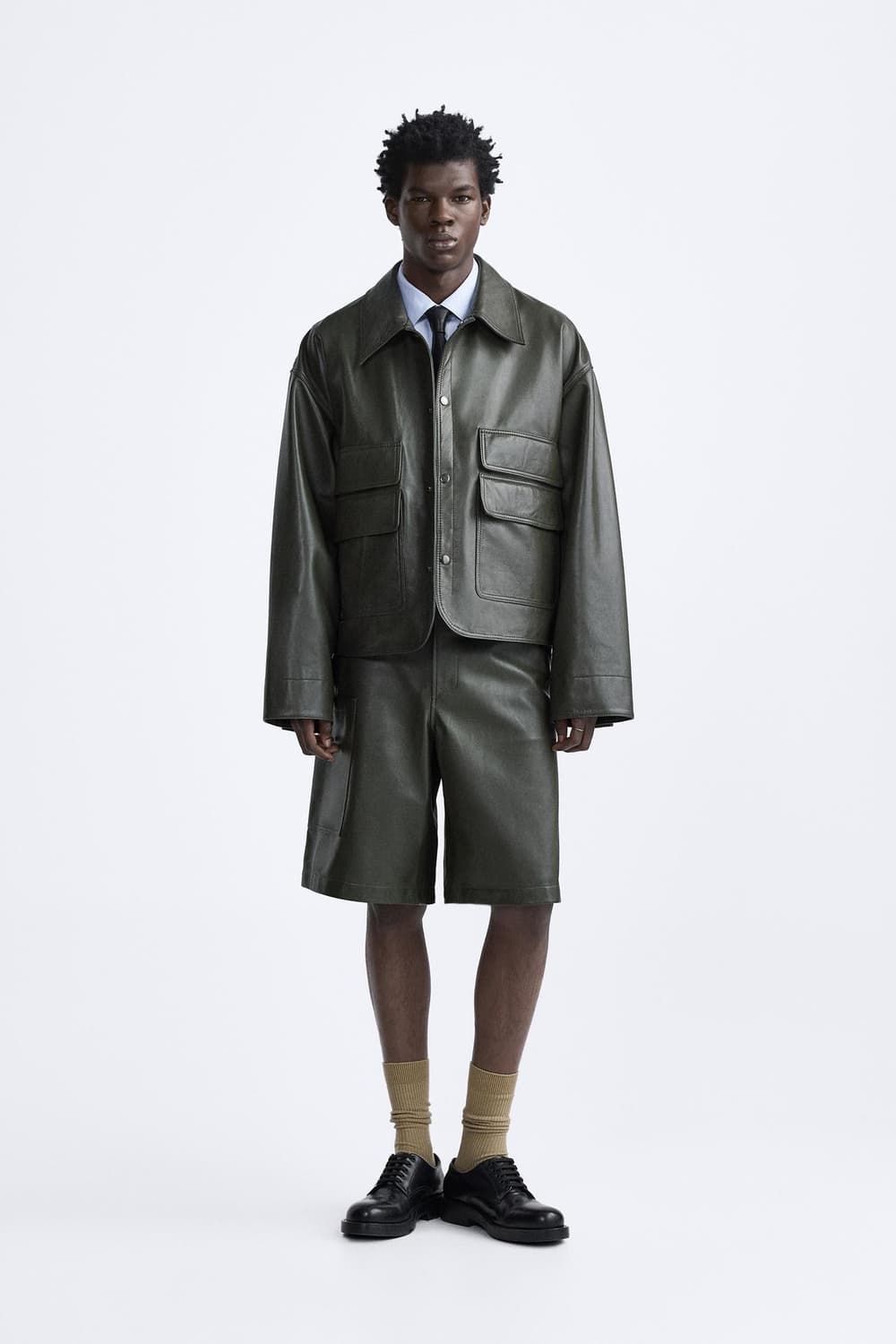 자라 포켓 레더 점퍼 가죽 자켓 L-XL  상품이미지1