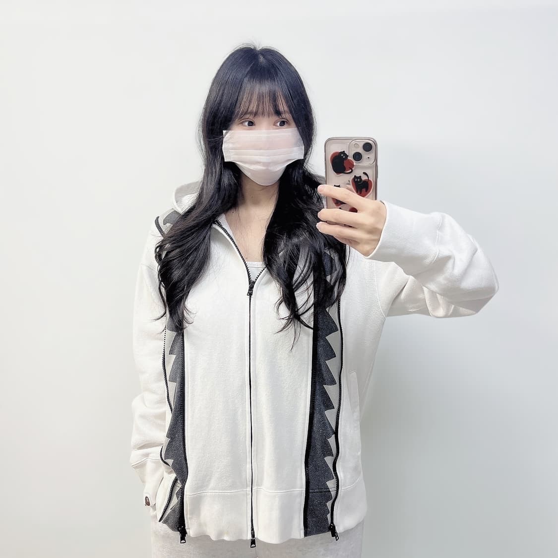 베이프 Bape 샤크 더블 지퍼 후드집업 화이트 상품이미지1