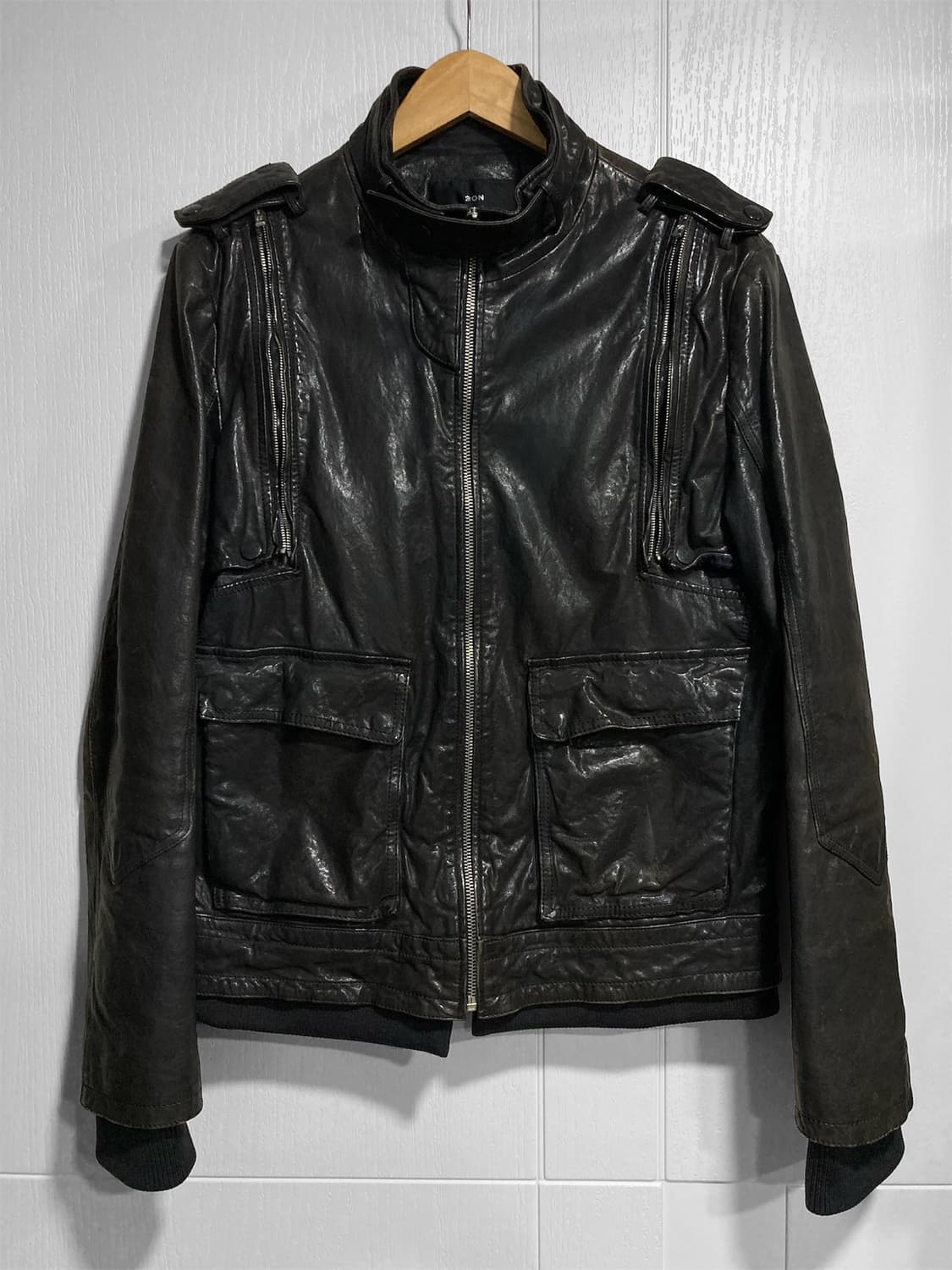 패널 레더 자켓 상품이미지1