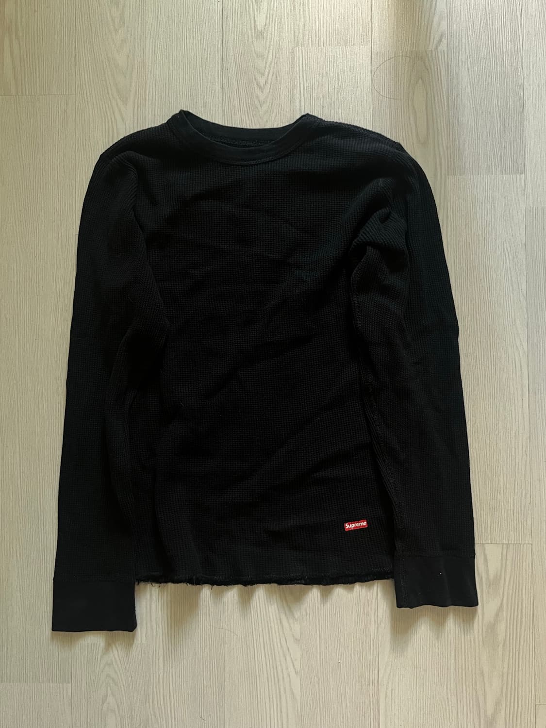 Supreme Hanes Thermal Crew Black 상품이미지2