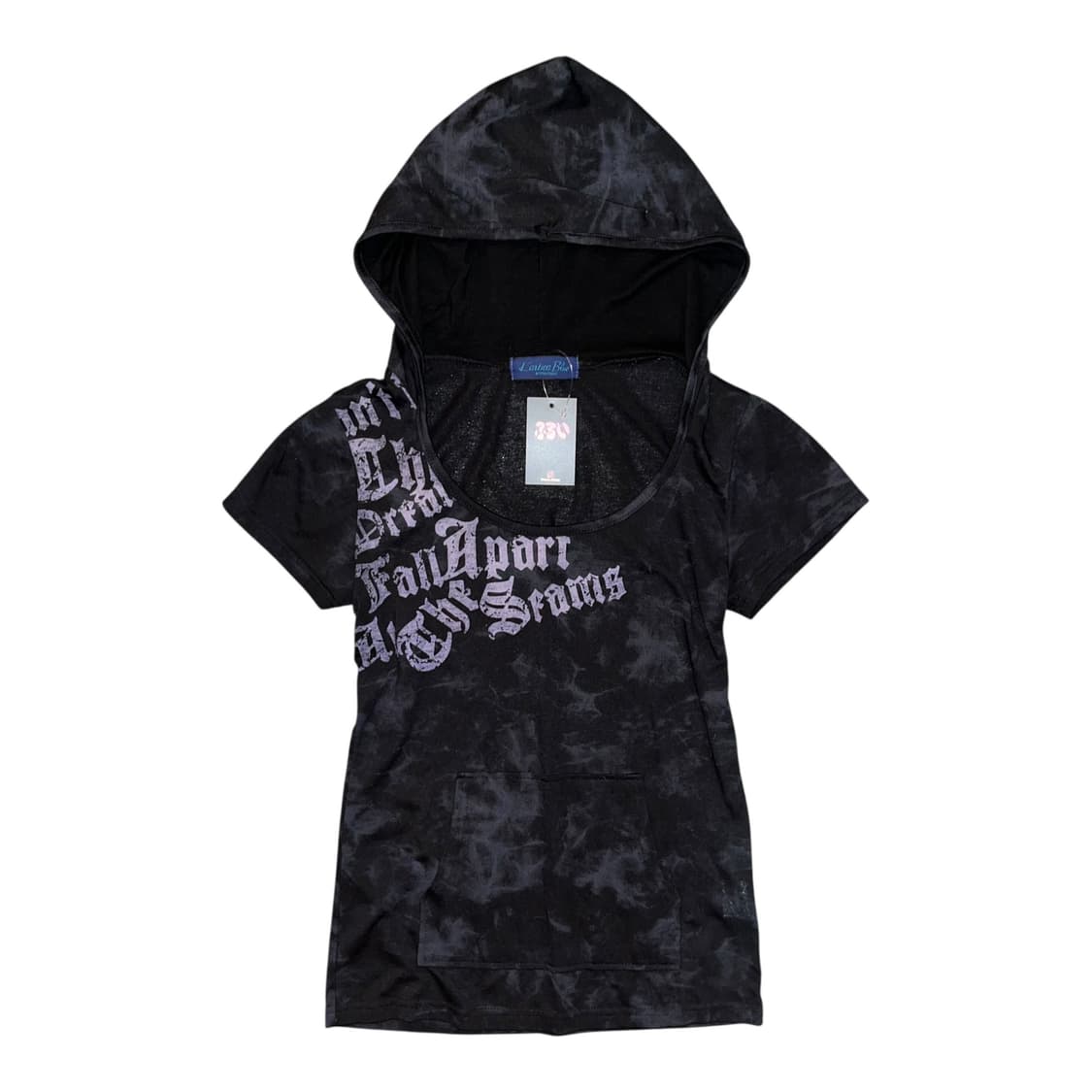 스터드 날개 나염 프린팅 반팔 후드티 펑크y2k갸루 상품이미지3