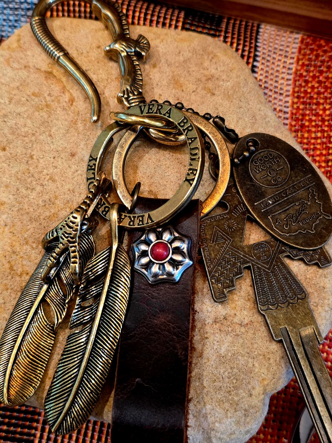 3cross gold brass double wing  keyring 상품이미지9