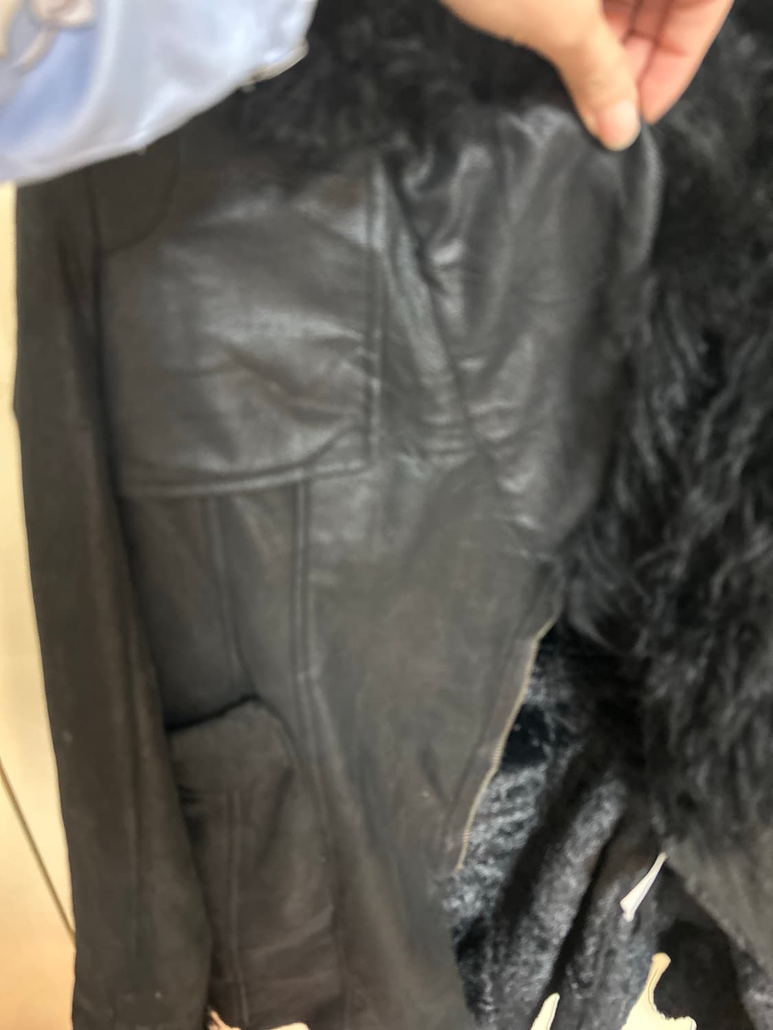 shearling jacket black  vintage- 44-55 상품이미지3