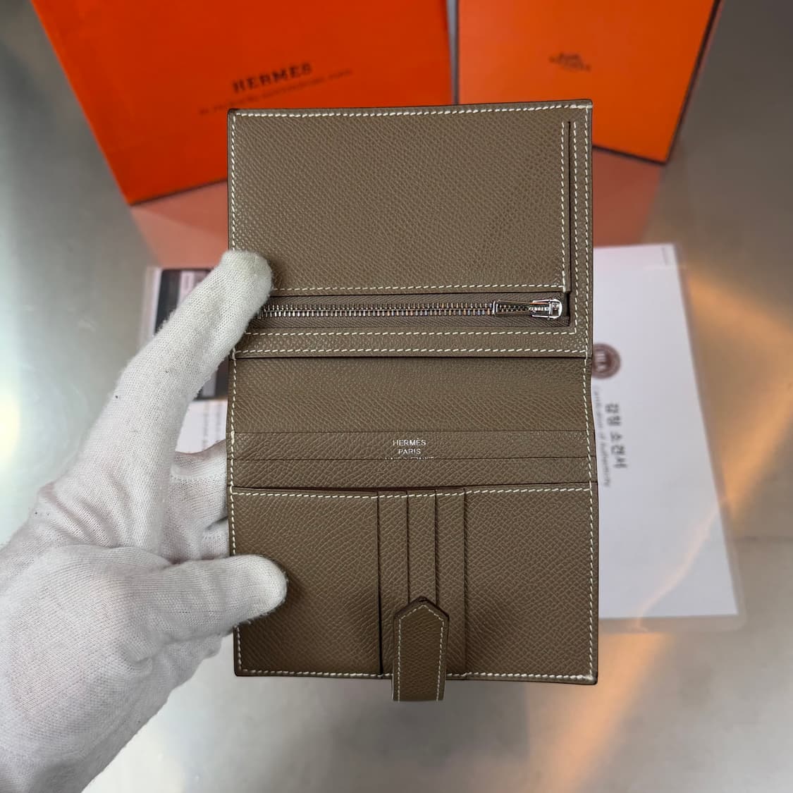 [리오브] 에르메스 베안 앱송 실버 에토프 컴팩트 반지갑 상품이미지4