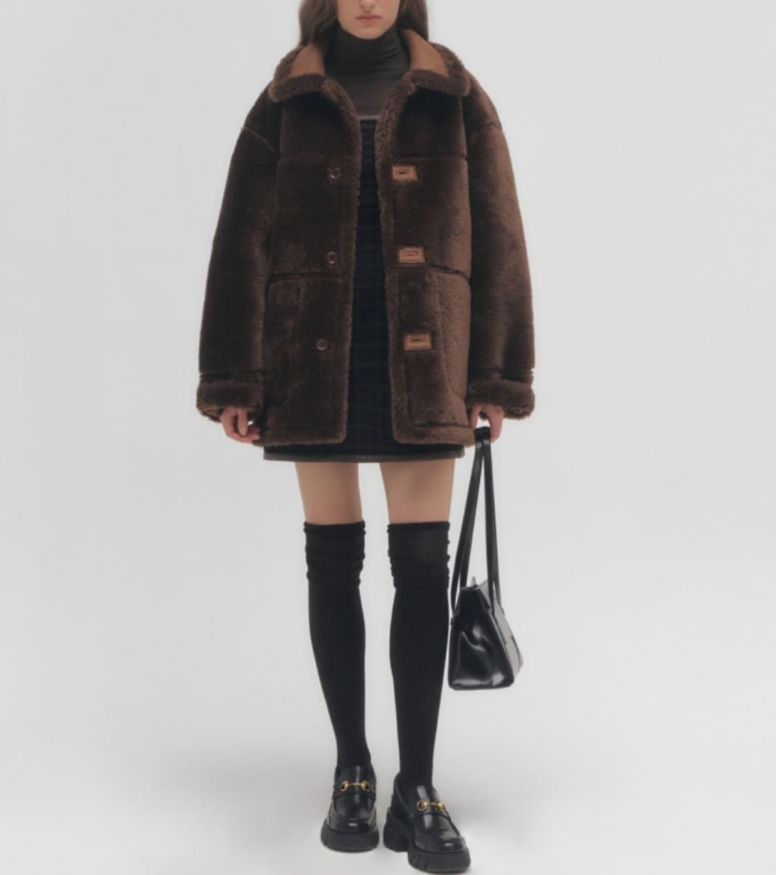 새상품급) 그로브 리버시블 퍼 무스탕.시어링자켓 상품이미지3