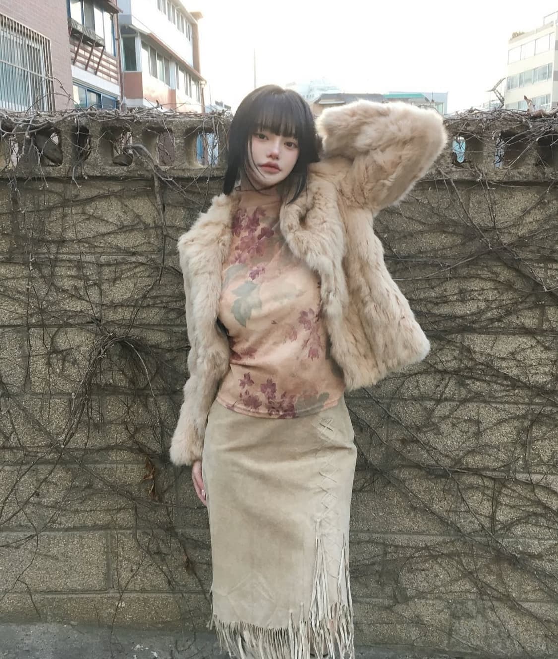 레이어룸 빈티지 웨스턴 테슬 스커트 상품이미지1