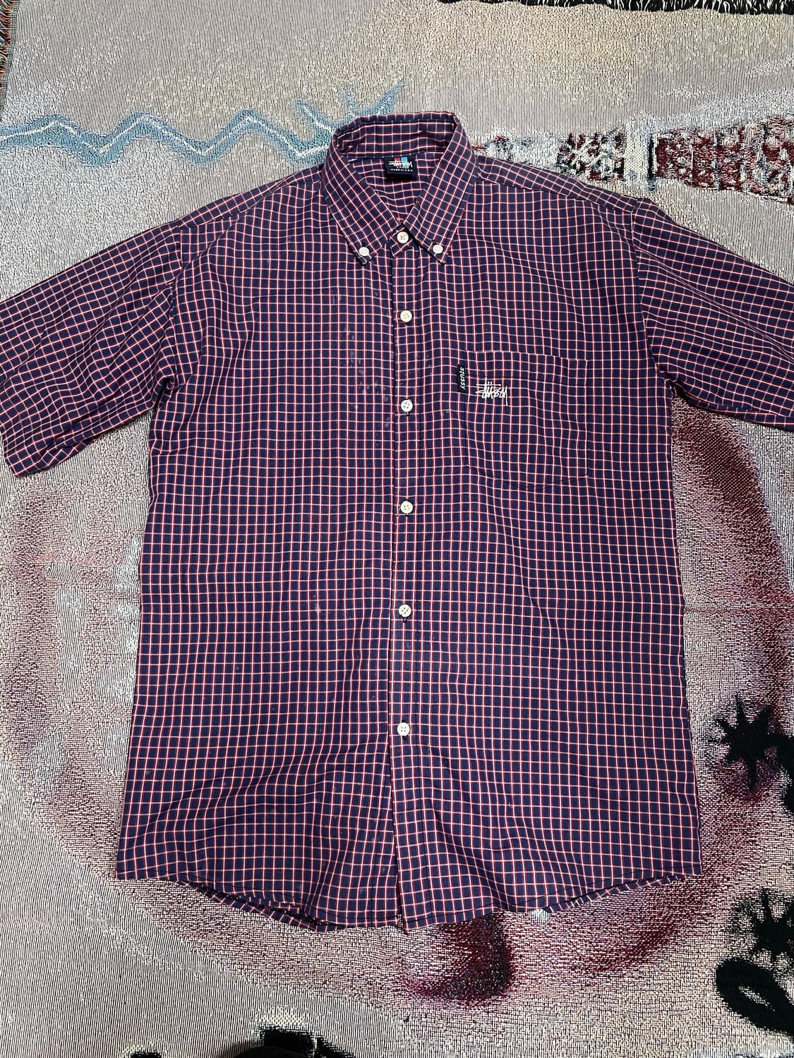 [L] 90s 올드 스투시 USA MADE 체크 셔츠 상품이미지1