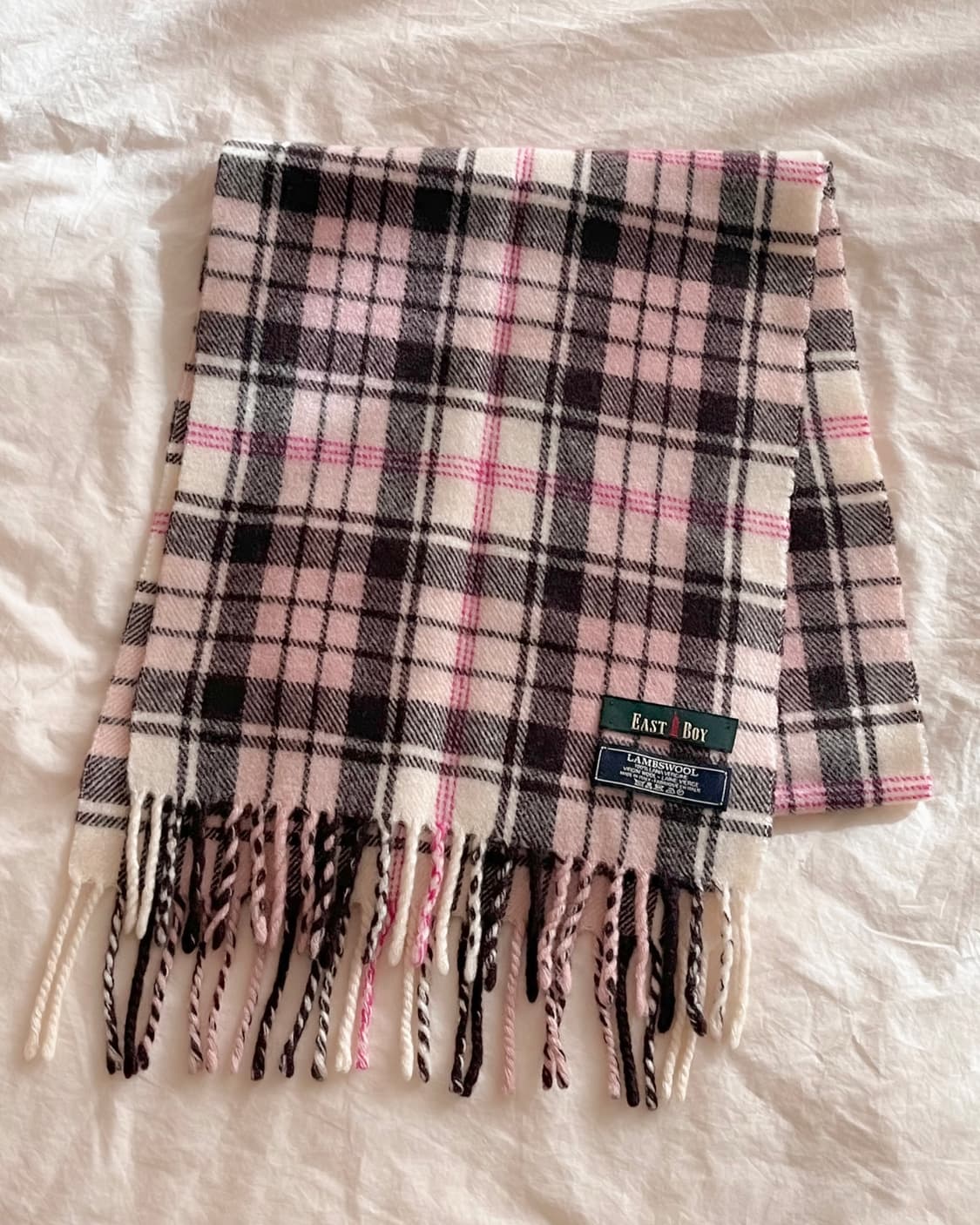 이스트보이 빈티지 핑크 체크 머플러 목도리 상품이미지2