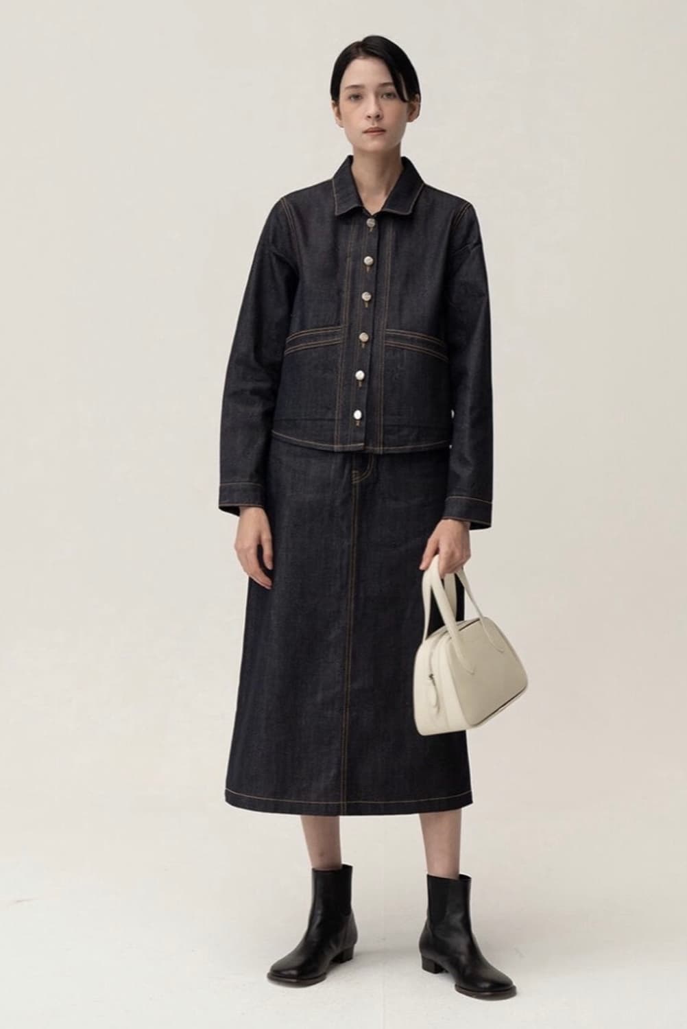 킨더살몬 셀비지 데님 셋업(자켓, 스커트) 상품이미지1