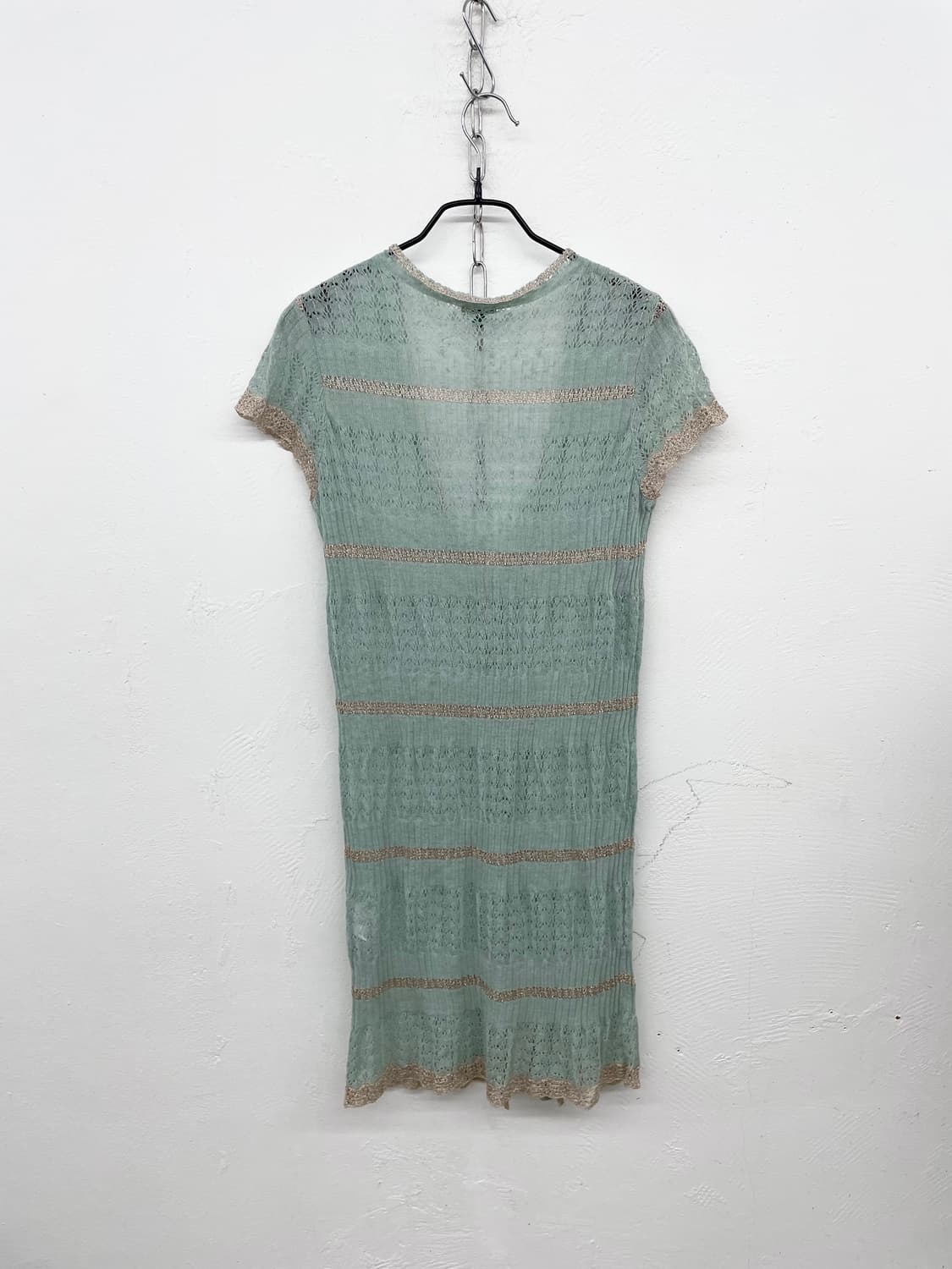 베네통 민트 크로셰 버튼 탑 상품이미지6