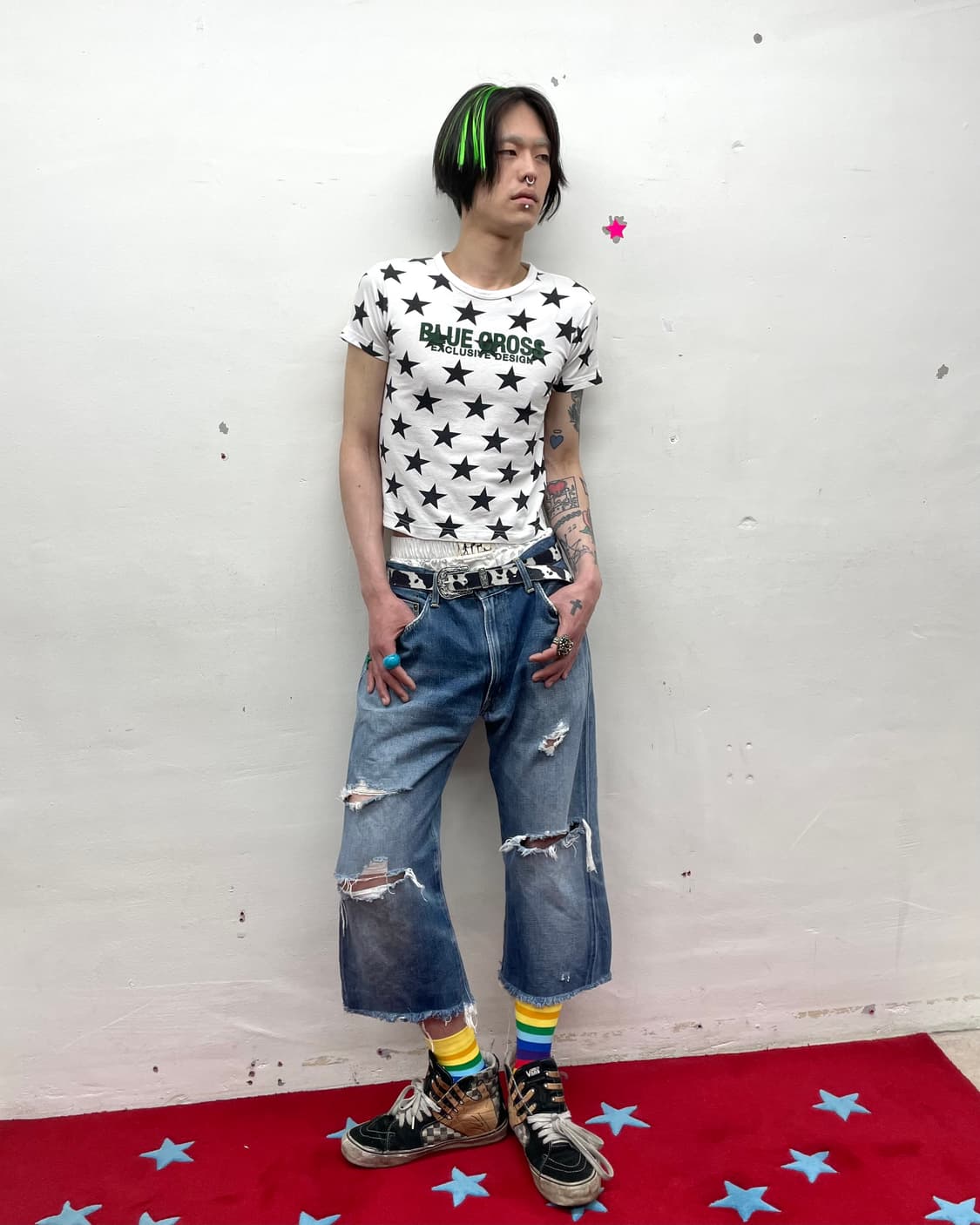  Blue Cross Black Star T-Shirt  상품이미지5