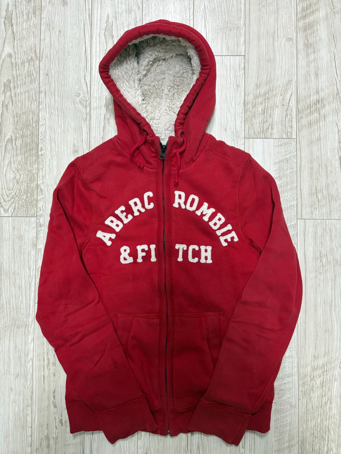 아베크롬비 양털 후드집업 레드 L 상품이미지1