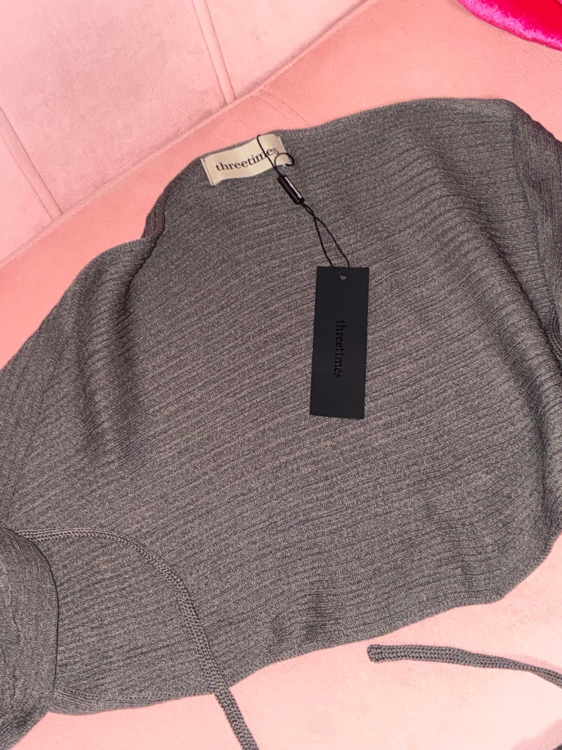 (새상품) 쓰리타임즈 릿볼레로 가디건 차콜 상품이미지9