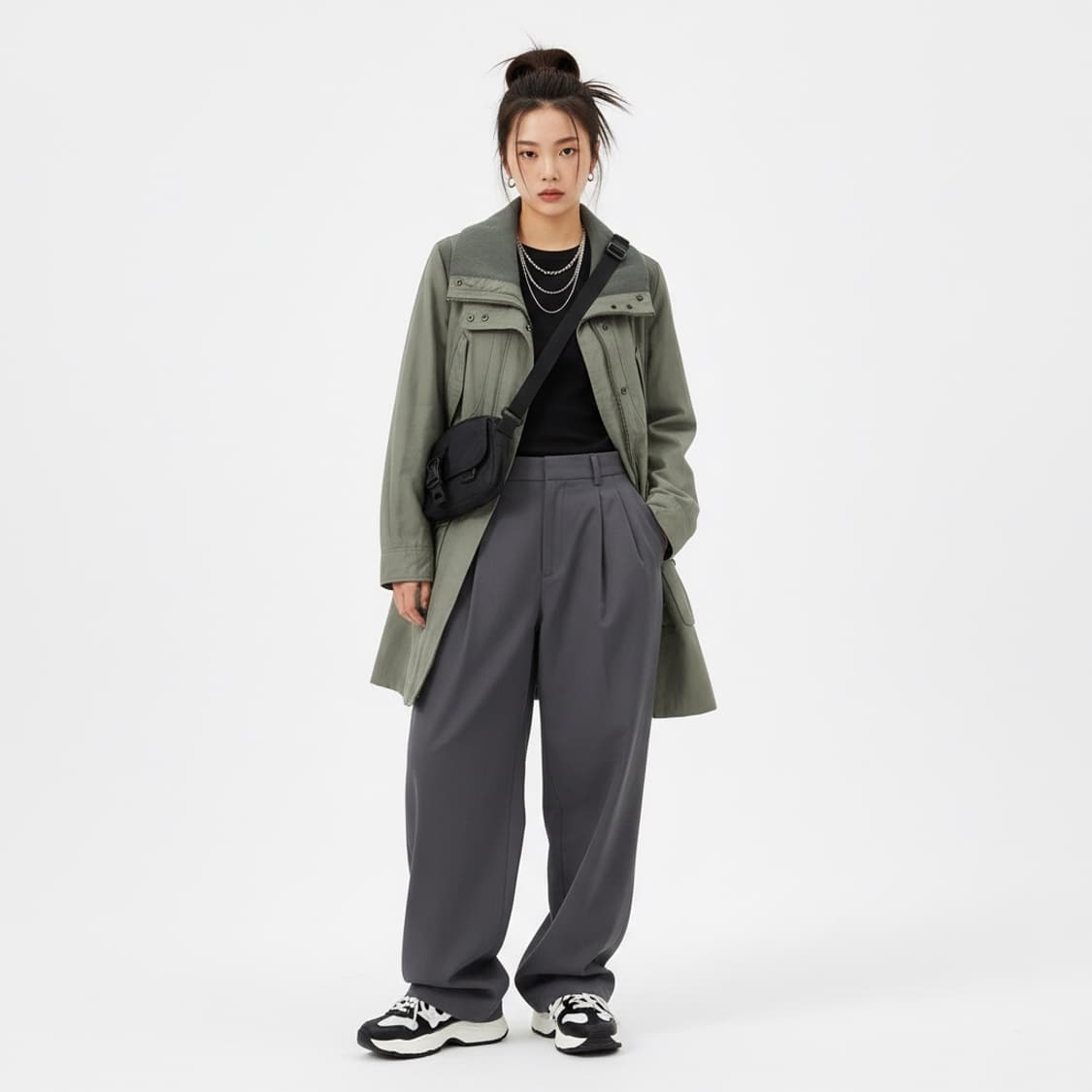 Sisley 시슬리 카키 야상 롱코트 42 (스트릿) 상품이미지1