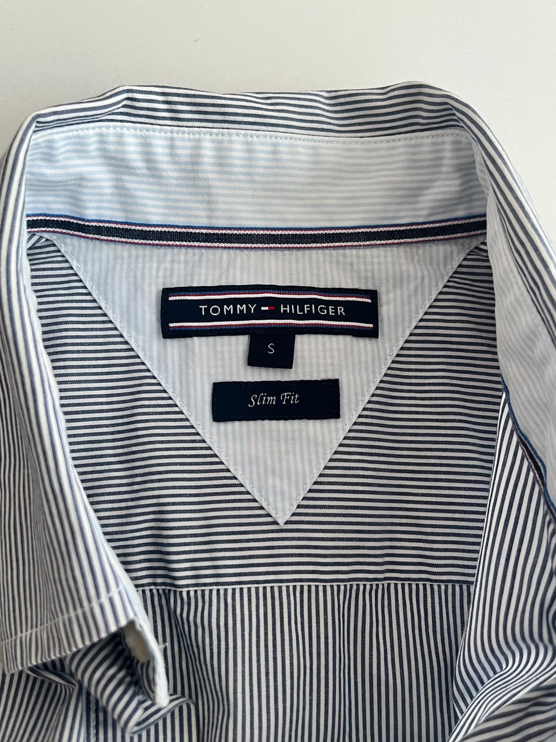 S) 타미힐피거 슬림핏 핀 스트라이프 셔츠 네이비 상품이미지4