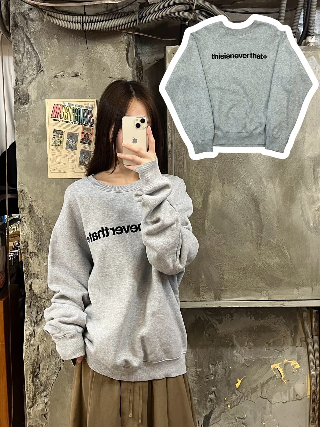 디스이즈네버뎃 맨투맨 그레이 L #csz738 상품이미지1