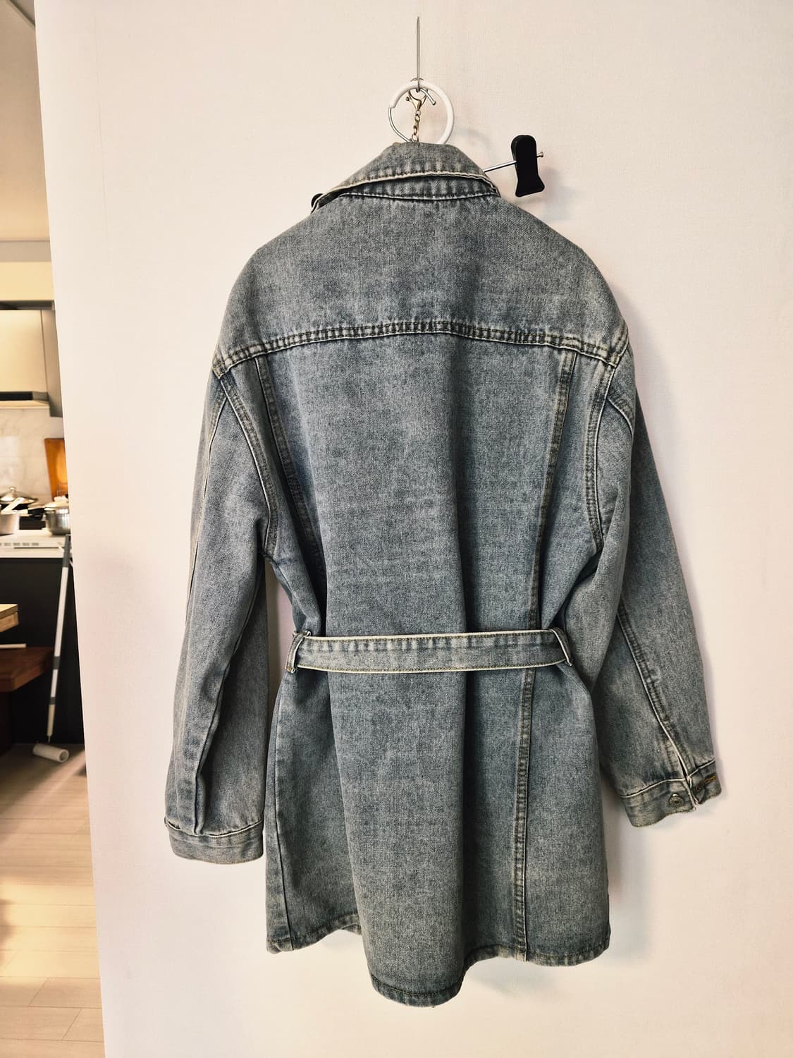 (벨트세트) 빈티지 워싱 데님 롱 자켓 / 하프 코트 상품이미지4