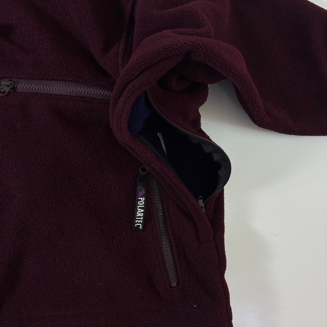 L.L Bean  엘엘빈 90,s 폴라텍 버건디 반집업 후드 플리스 상품이미지5