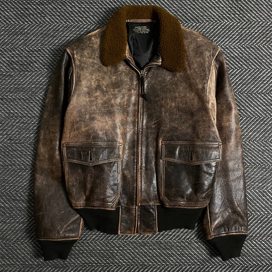 USA 밀리터리미군 오리지날 g-1 플라이트 에이징 레더 자켓y 2931 상품이미지1